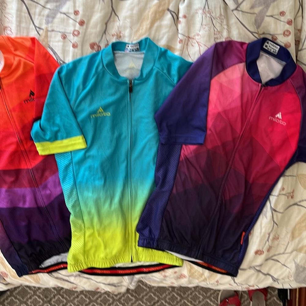 Miloto Women’s 3 Cycling Biking Multicolor Jersey Shirts Bundle Medium
